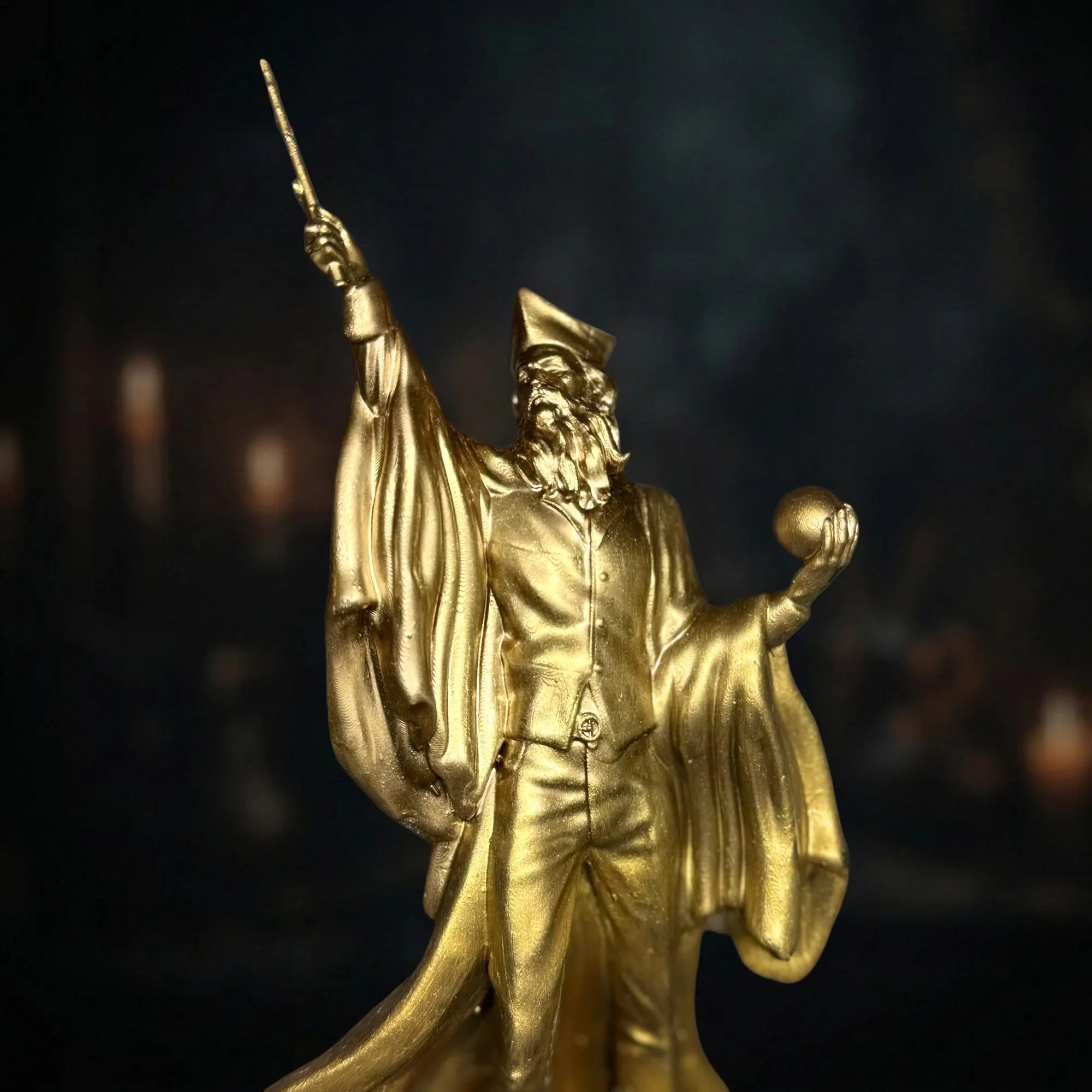 Golden Wizard Statue β Fantasy Mage Figurine β Magical Sorcerer Sculpture (17 cm) - Image 3