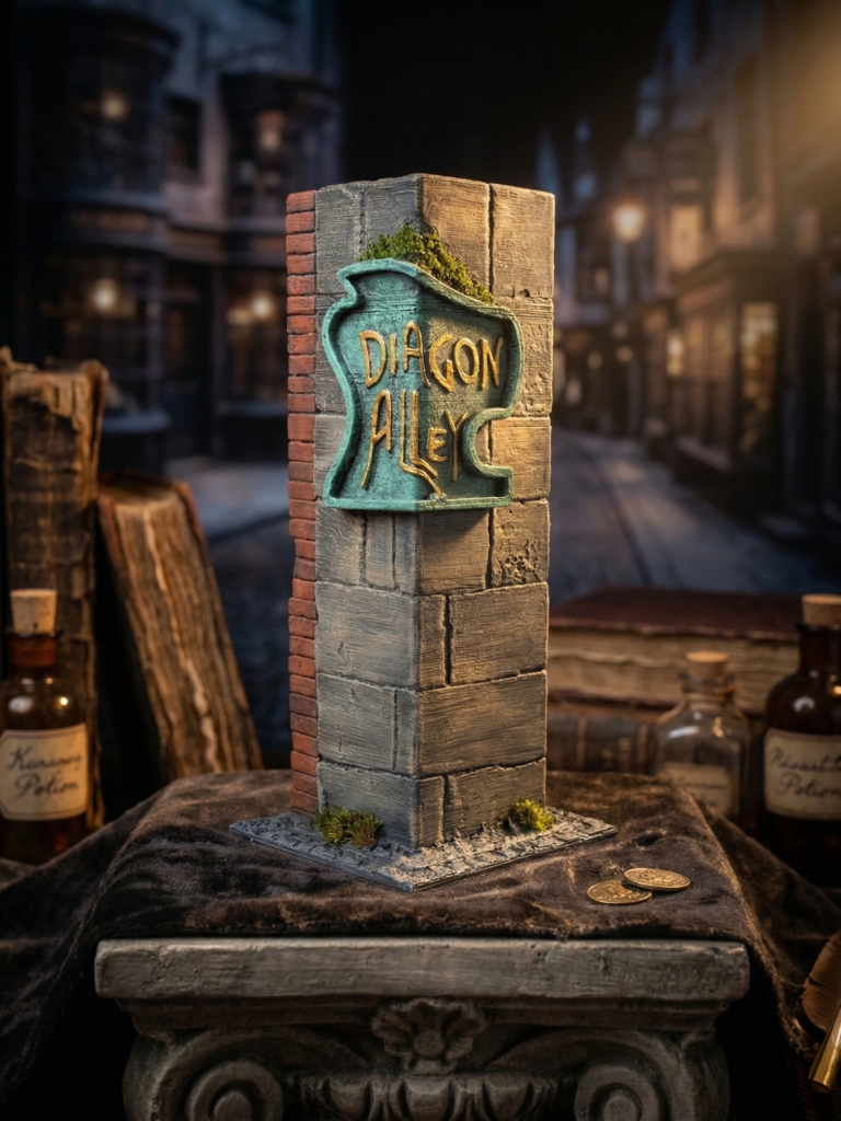 Hidden Alley Stone Street Sign Pillar